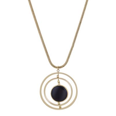 Black disc multi circle pendant necklace